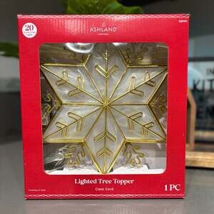 Ashland Christmas Gold and Translucent Snowflake Warm White Lighted Tree Topper